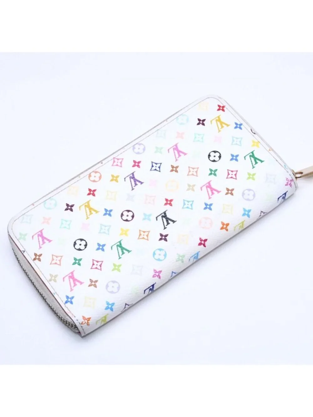 Louis Vuitton Monogram Multicolor Zippy Wallet Takashi Murakami Gold White
